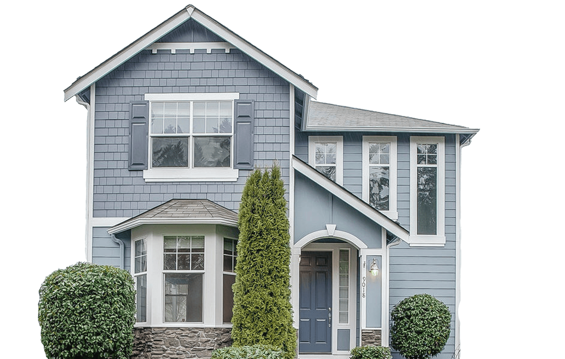 Home exterior with new roof and siding
